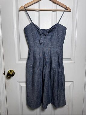 Madewell Chambray Tie-Front Sundress Size 00 NWT Blue Cotton Fit & Flare Dress
